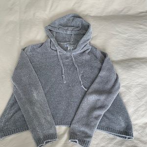 🩵COTTON EMPORIUM Light Blue Chenille Cropped Hoodie